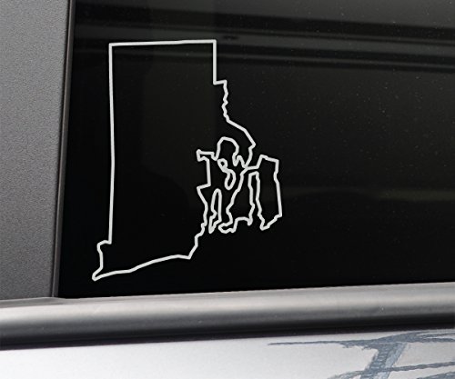 Rhode Island Vinyl Decal Laptop Car Truck Bumper Window Sticker, 6.5" x 5", Gray