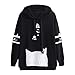 Womens Japanese Kawaii Style Kitty Cat Print Pocket Long Sleeve Thin Hoodie Tops