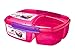 Sistema Lunch Collection Triple Split Lunch Box with Yogurt Pot Food Storage Container, 67.6 oz, Pink