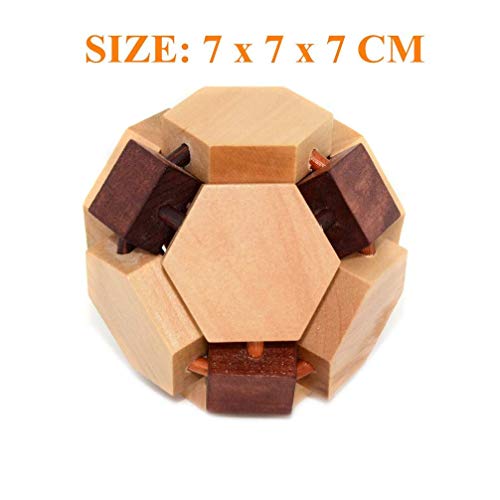 Puzzle Games,Wooden Brain Teaser Puzzle Wooden Ball Lock Burr Puzzle Intellectual Toys Enhance Spatial Thinking Disassembly Toy
