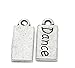 HOUSWEETY 50PCs Silver Tone dance Rectangle Charm Pendants 17x7mm(5/8