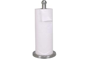 Home Basics Free-Standing Stainless Steel Paper Towel Holder with Weighted Base, Silver