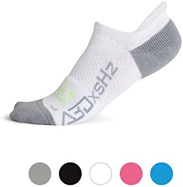 Low Cut Running Socks FEATURING Embedded Frequency Tech. 4 Improved Stamina Endurance &amp; Balance 4 Men &amp; Women. Pro Compression Arch Support (S/M, WHT)