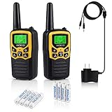 Professional Rechargeable Walkie Talkies,MOICO Long Range Two Way Radios for Adults up to 5 Miles in Open Area,Handheld Talkies Talky with 22 Channels FRS/GMRS VOX Scan LCD Display LED Flashlight