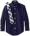 Nautica Big Boys' Long Sleeve Solid Shirt Tie Set, Peacoat, 16