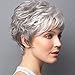 Short Gray Wigs for White Women Pixie Curly Womens Wig Synthetic Heat Resistant Hair Wigs Natural Looking for Daily Party P054