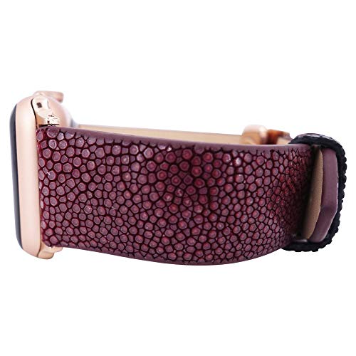 fitjewels for Apple Watch Band 42/44mm - Stingray - Vine/Black - Rose Gold Adapter Clasp- Leather iwatch Strap Replacement Band with Butterfly Clasp for Apple Watch Series 4 Series 3 Series 2 Series 1