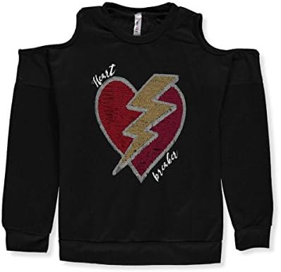 Pink Velvet Big Girls' Cold Shoulder Sweatshirt - black, 10-12