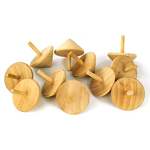 SUPOW 11 Pieces Wooden Spinning Top Gyro, Heart Shaped Wooden Spinning Top Gyro Educational Toy For Kid Children - Thumbnail 7