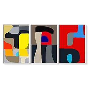3 Piece Floating Framed Canvas Wall Art for Living Room, Bedroom The Geometry Canvas Prints for Home Decoration Ready to Hang - 16"x24"x3 Panels