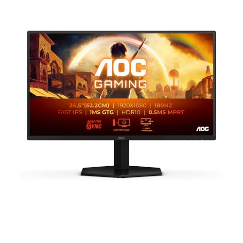 25G42E Gaming Monitor 25 Pulgadas 180Hz Panel Fast IPS, 1ms GtG, HDR10, G-Sync Compatible, (1920x1080 HDMI 1x 2.0 DP 1x 1.4) Negro