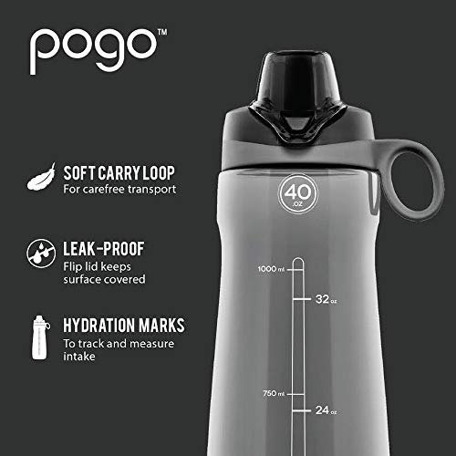Pogo BPAFree Tritan Plastic Water Bottle with Chug Lid, 32 Oz, Pink