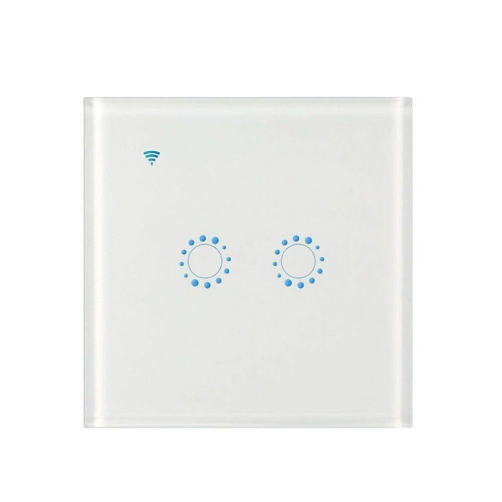 Smart Light Switch, Smart Home WiFi Wireless Panel Touch Wall Light Remote Control Switch Works with Alexa and Google Home, APP Remote Control (White 2 Gang)