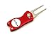 Red GoPick Golf Divot Repair Tool - Stainless Steel Switchblade with Detachable Ball Marker