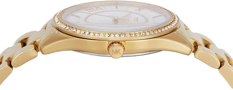 Reloj Lauryn para Mujer, Movimiento de Cuarzo de Tres Agujas con Correa de Acero Inoxidable o Piel, 33 mm, Juego de Tonos Dorados