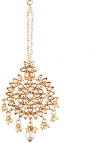I Jewels 18K Gold Plated Traditional Kundan Studded Maang Tikka For Women (T10-20)