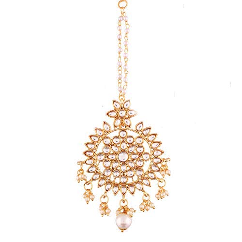 I Jewels 18K Gold Plated Traditional Kundan Studded Maang Tikka For Women (T10-20)