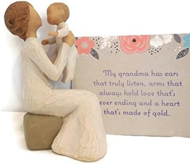 Willow Tree Grandmother Figurine. Best Mother's Day, Birthday, Special Occasion Gift Set For New, First Time and Seasoned Grandma From Granddaughter/Grandson