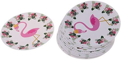 Ziitai 20 Pack Everyday Paper Plate Bundle- Flamingo Pattern, Birthday Cake Tray, Party Supplies