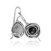 Vintage Style 925 Sterling Silver Black Onyx Earrings with Swirl Design & Secure Backs