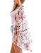 GRAPENT Women's 3/4 Sleeves Floral Kimono Cardigan Blouses Beachwear Cover Up Pale Pink US 12