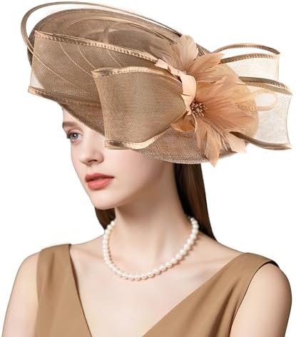 dressfan Vintage Fascinator Derby Hats for Women,20s Linen  display picture 2