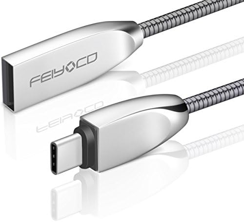 FEIYOLD Metal Spring USB Type C Cable, High-speed C Cable for All USB Type-C Devices[3.3ft/Black]