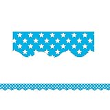 Teacher Created Resources Aqua with White Stars Scalloped Border Trim (5810)