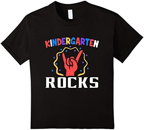 Kids Kindergarten Tees: Kindergarten Rocks With Rock Hand T-Shirt 8 Black