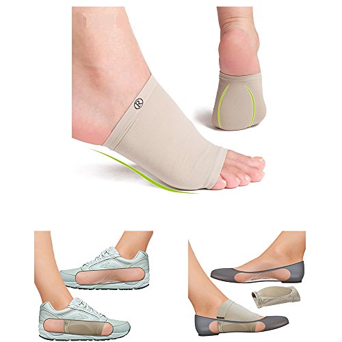 Gel Cushioned Orthotic Arch Support Sleeve Pair by JERN for Plantar