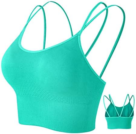 Longline Sports Bra, Seamless Strappy Padded Sports Bras for Women Yoga Gym Workout Fitness