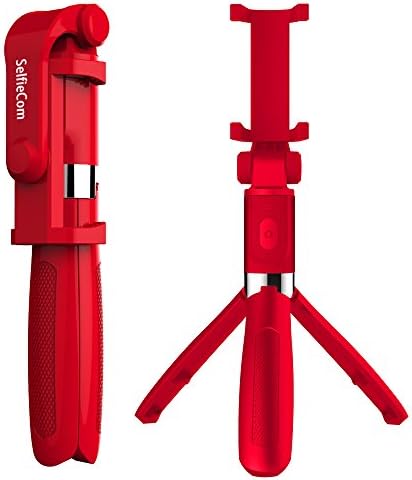Bluetooth Selfie Stick Tripod Extendable Selfie Stick with Wireless Remote and Tripod Stand Selfie Stick for iPhone X/iPhone 8/8 Plus/iPhone 7/iPhone 7 Plus/Huawei/Samsung/Google (Red)