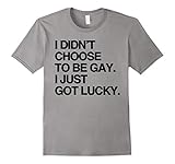 Mens choose to be gay i just got lucky rainbow gay flag t shirts Medium Slate
