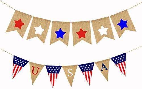 LOLOAJOY USA Flags Pennant Triangular Flag Banner Red Blue White Star Fish Tail Flag Banner Garland For Independence Day Banner Memorial Day Veterans Day