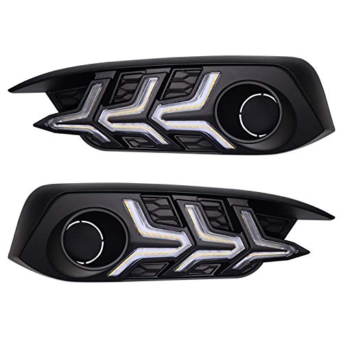 HOLDCY LED Daytime Running DRL Lights - Turning Signals Light - Aircraft Modeling ABS, 3 Colors White + Blue + Yellow - For the 10th Generation 2016-2017 Honda Civic Accessories (Set of 2) - Thumbnail 3