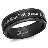 Forevergifts Free Engraving Both Sides - Personalized Stainless Steel Black Spinner Ring (9)