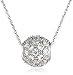 Amazon Collection Platinum Plated Sterling Silver Round Cubic Zirconia Ball Pendant Necklace, 18