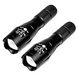 LED Tactical Flashlight, 2pack T6 Pocket Size Handheld LED Flashlight Portable Flashlight with 5 Modes Zoomable Flashlight for Outdoor Camping (Battery not included)
