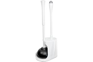 CELOX Toilet Brush and Plunger Set, Toilet Bowl Brush and Holder, Toilet Brush and Holder Set, Bright-White