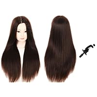 28"Cosmetology Mannequin Head Hair Styling Head Professional Hairdresser Head Manikin Doll Head Synthetic Fiber Hair with Free Clamp