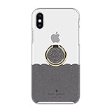 kate spade new york Gift Set Bundle for iPhone X/XS - Protective Black Multi Glitter/Clear Scalloped Hardshell and Stability Ring Stand