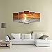 Wieco Art Grand Sight Sunset Ocean Canvas Prints Wall Art Sea Beach Pictures to Photo Paintings Landscape Decor for Living Room Bedroom Home Decorations 5 Panels Modern HD Seascape Giclee Artwork