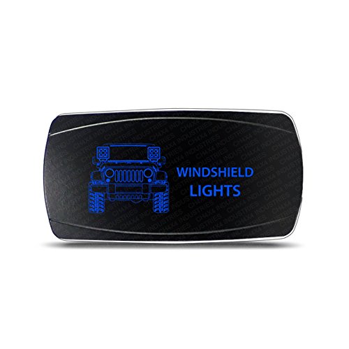 CH4x4 Rocker Switch Jeep Wrangler JK Windshield Lights Symbol â€“ Horizontal - Blue LED