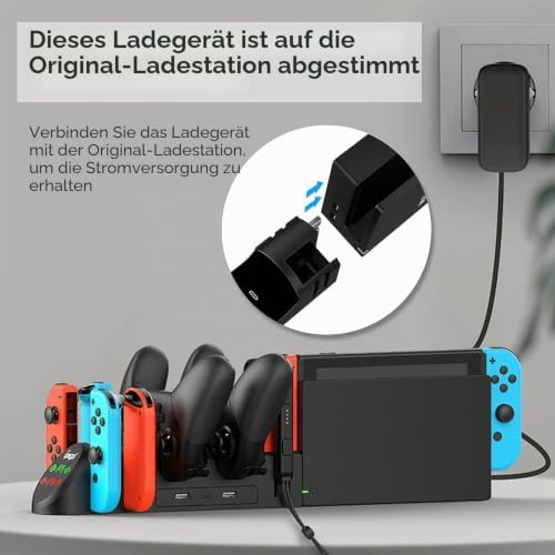 6-in-1 Ladestation für Nintendo Switch/OLED Pro Controller & Joycon