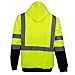 H9012 Men's ANSI Class 3 High Visibility Sweatshirt, Full Zip Hooded, Black Bottom (3XL)
