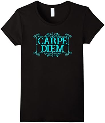 Womens CARPE DIEM - vintage frame turquoise T-Shirt Medium Black