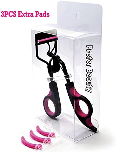 PREFER BEAUTY Eyelash Curler - With 3PCS Rose Refill Pads - No Pinching, Painless, Stylish Double-color, Ergonomic Spring-loaded Design Lash Curling Tools Kit for Eye Safety & Stunning Eyelashes