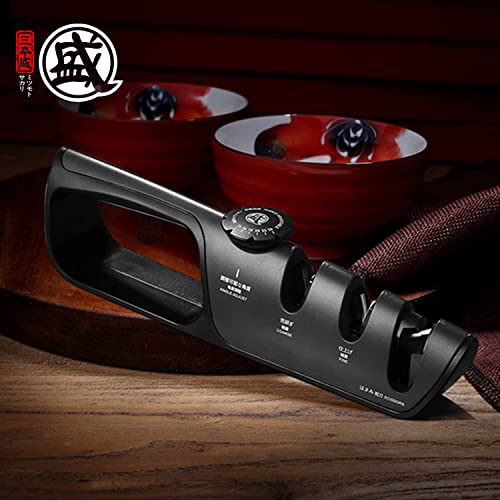 MITSUMOTO SAKARI Professional 3 Stage Knife Sharpener, Multifunctional Japanese Kitchen Sharpener, Easy with Adjustable Angle Knob