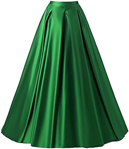 Duraplast Women's Fashion Long Skirt Formal Satin A-Line Skirt High Waist
