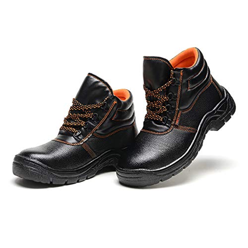 KMF Men's Work Safety Boots Steel Toe Puncture Proof Waterproof Footwear Industrial and Construction Black